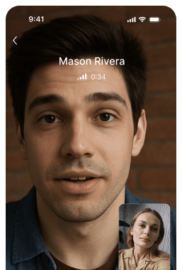 Video call with Mason